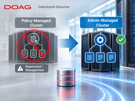 Grafik mit Gegenüberstellung Policy-Managed Cluster und Admin-Managed Cluster