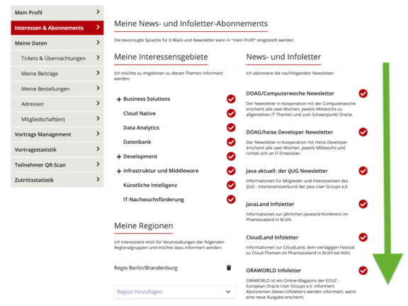 Teil 2 der Anleitung zum Abbestellen der Druckausgaben der DOAG-Zeitschriften.